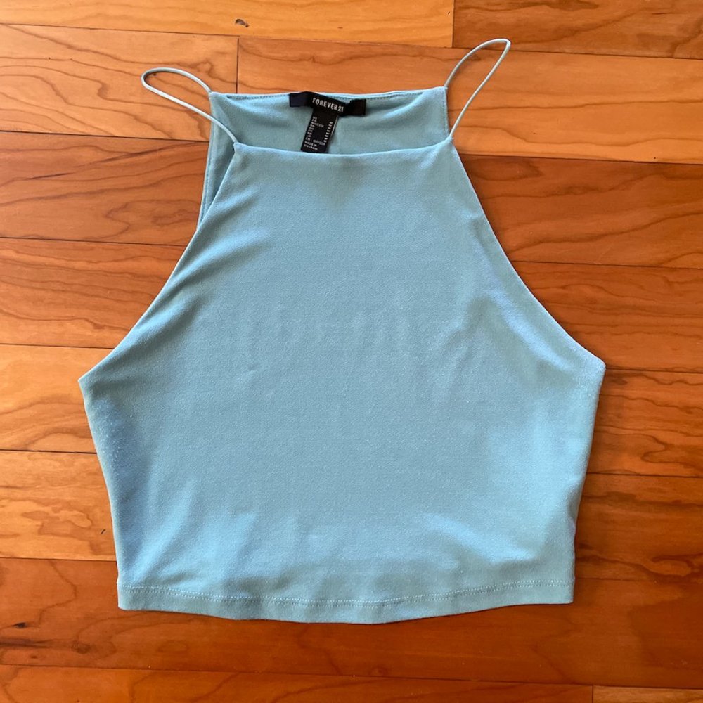 Light Blue Straight Neck Tank